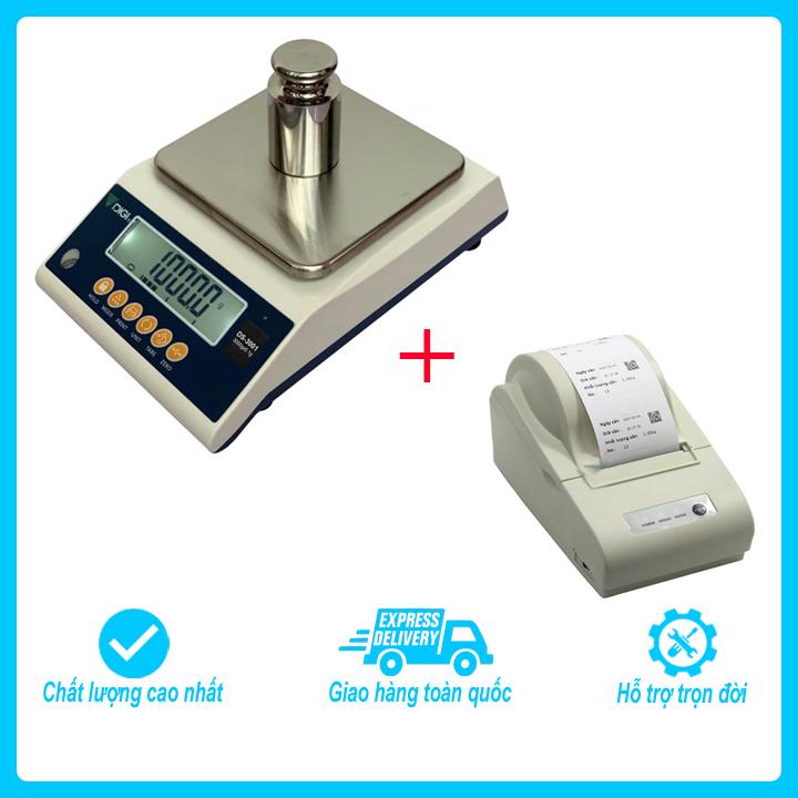 Bộ sản phẩm cân điện tử kỹ thuật 1 số lẻ Digi DS mức cân tối đa 1000g, độ chia 0.1g kết nối với máy in bill/ tem nhãn