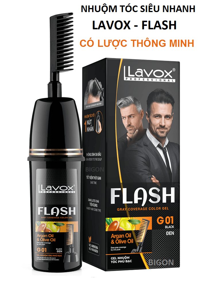 Gel Lược Nhuộm Phủ Bạc LAVOX - Dầu Gội Phủ Bạc Thảo Dược Thiên Nhiên LAVOX FLASH GRAY COVERAGE COLOR GEL G02 DARK BROWN