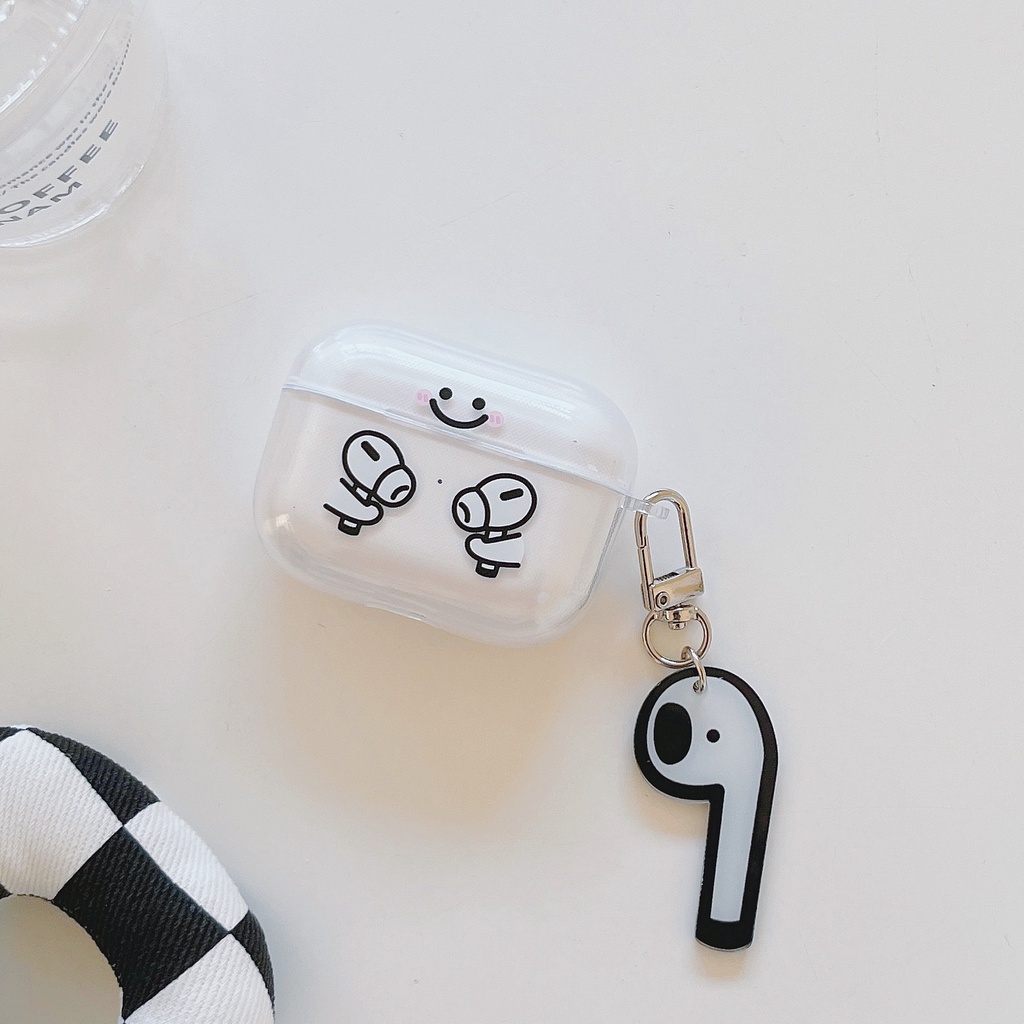 Case TPU dành cho Airpods 1,2/ Airpods Pro/ Airpods 3/Airpods Pro 2 Hình Tai Nghe Kèm Khóa Treo_ Hàng Chính Hãng