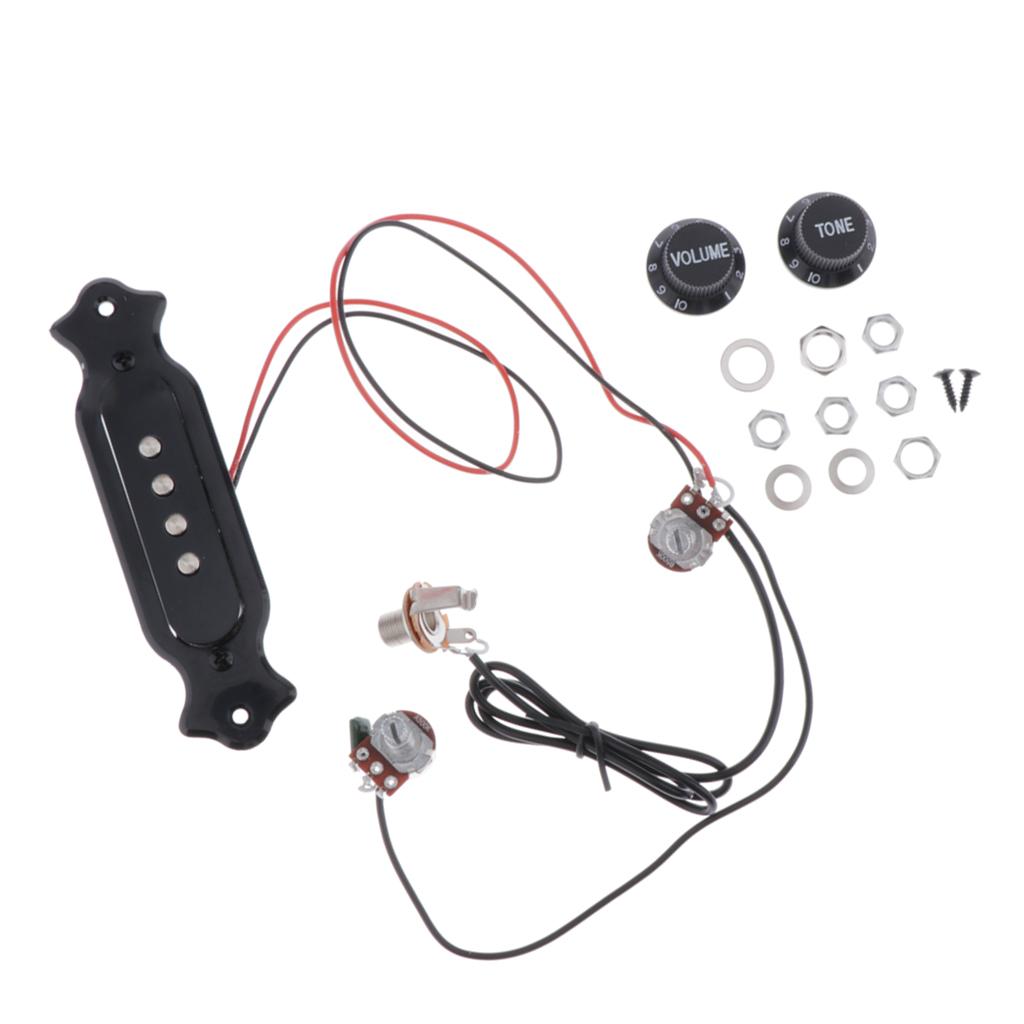 Sunnimix Nhựa Đơn Phối Xanh Soundhole Pickup Dây Điện Có Thể Tích Màu Núm Ty Cho 4 Dây Đàn Guitar Điện Phần
