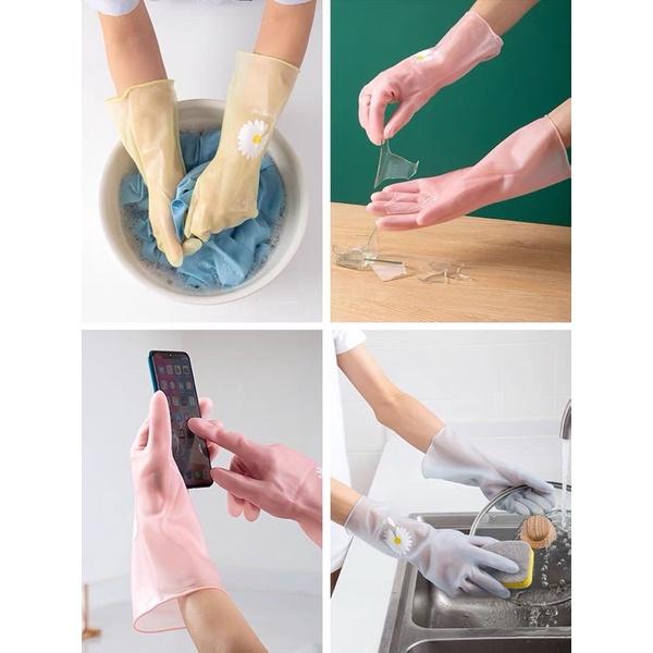 Găng tay Cao su rửa bát bông cúc