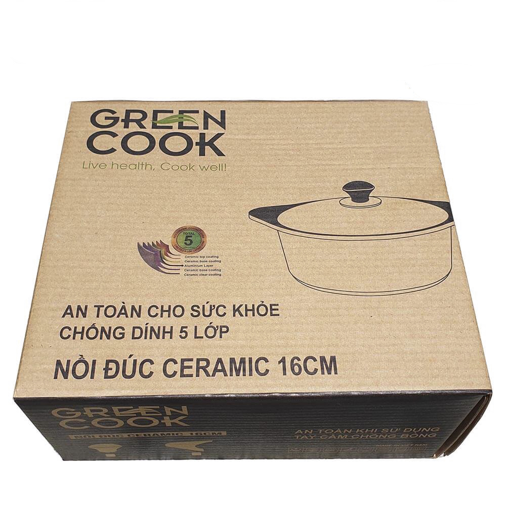 Nồi Đúc Chống Dính Green-Cook Ceramic 5 Lớp Vân Đá Đáy Từ Dùng Trên Mọi Loại Bếp-Hàng Chính Hãng