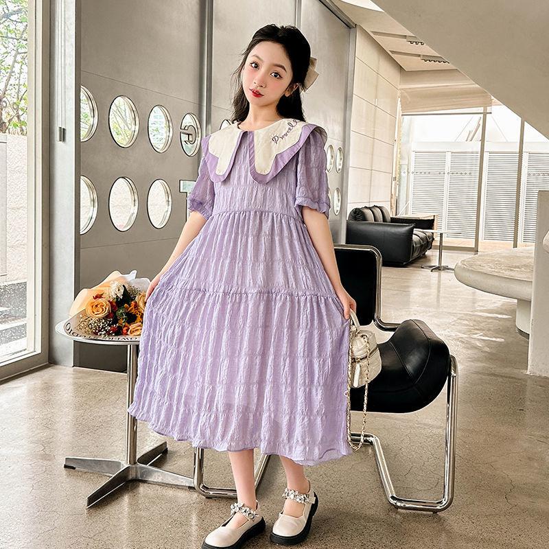DONGSHOP Cô gái mùa hè đầm 2023 tây trung bình cô gái lớn đầm công chúa váy trẻ em mùa hè đầm