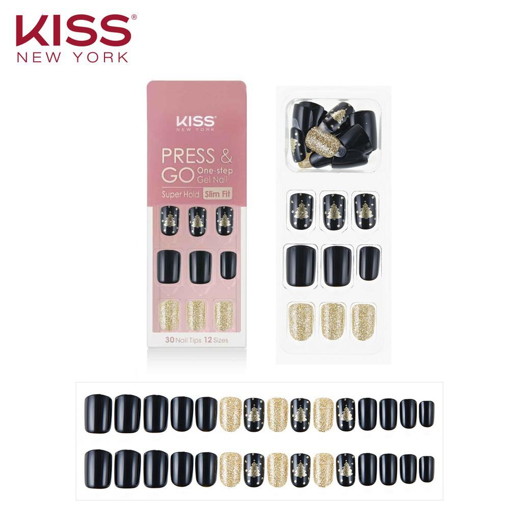 Bộ 30 Móng Tay Gel Tự Dán Press &amp; Go Kiss New York Nail Box - Black golden tree (KPNS25K)