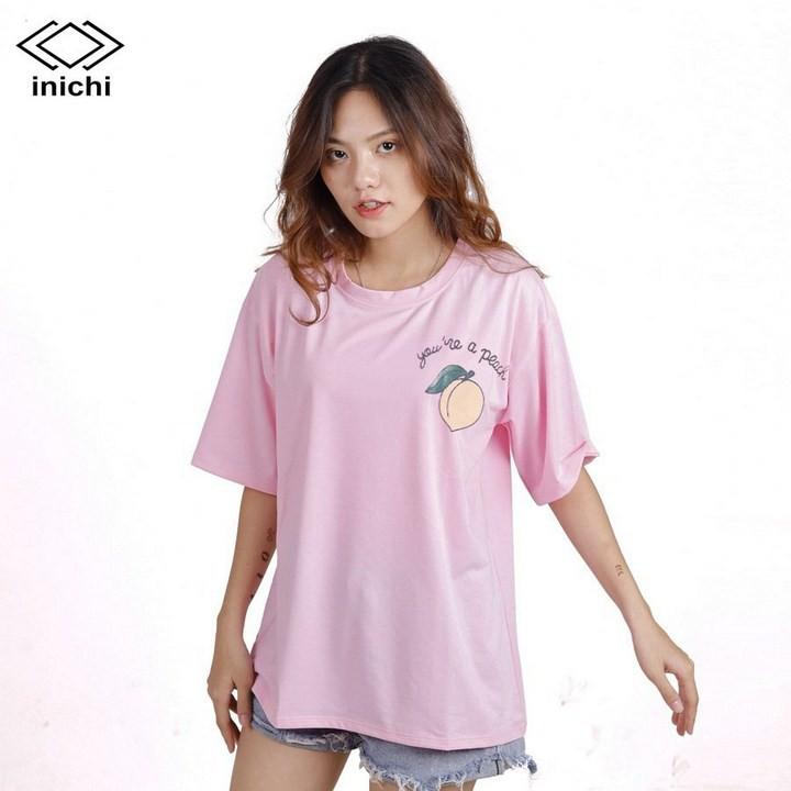 Áo thun INICHI unisex tay lỡ form rộng phong cách, in hình quả đào - IC649