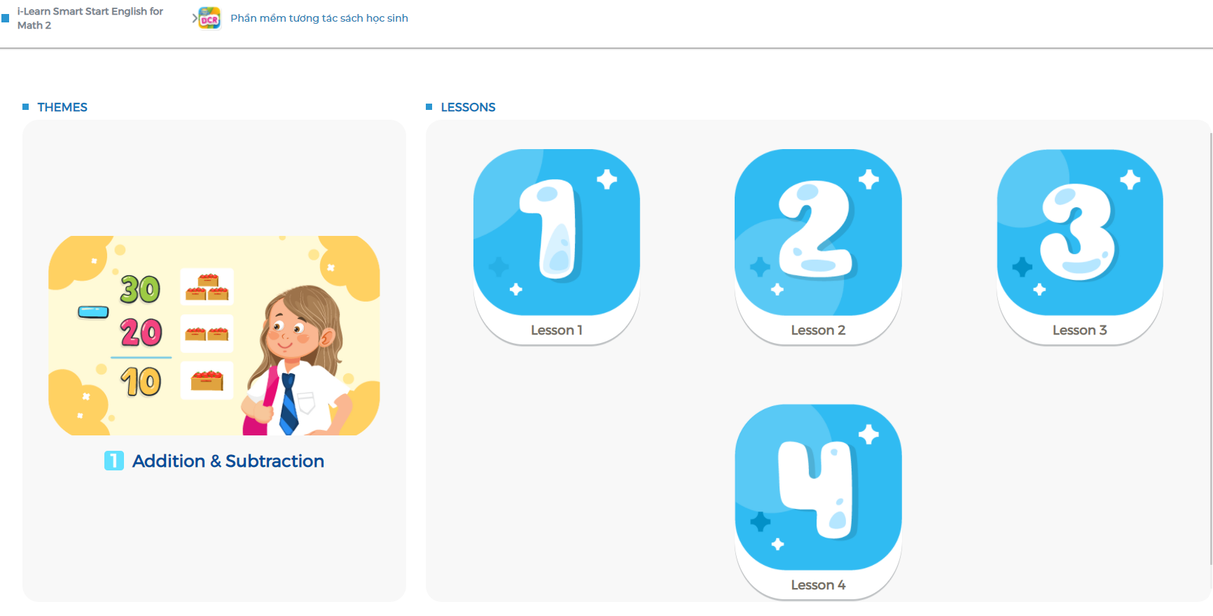 I-Learn Smart Start English for Math 2 - Ứng dụng phần mềm tương tác sách học sinh
