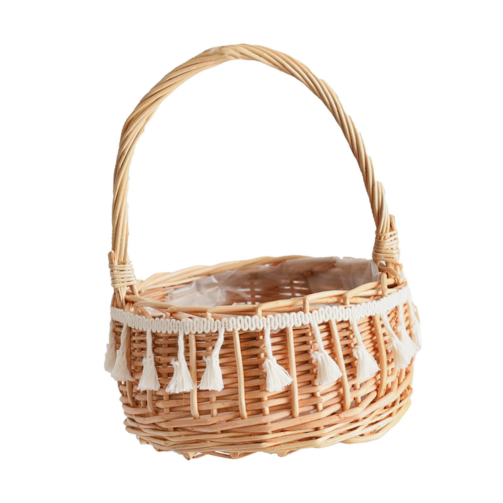 Storage Basket with Handle Picnic Basket Flower Girl Basket for Bedroom