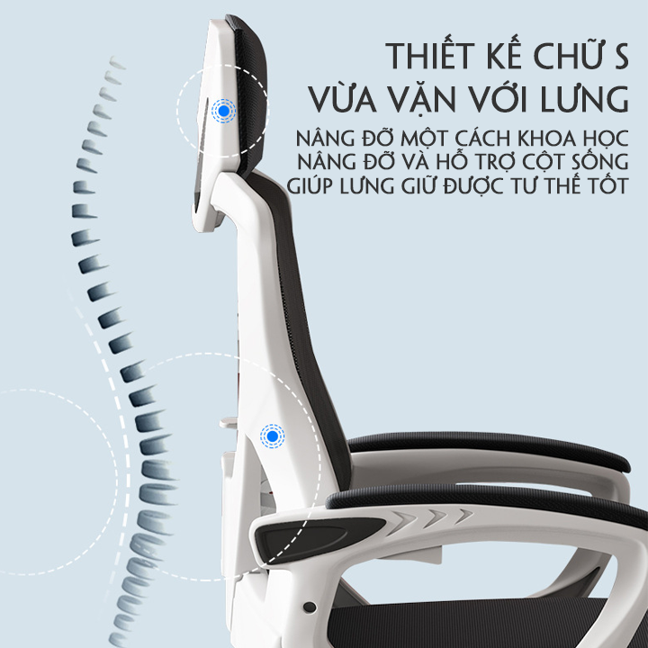 Ghế Xoay Văn Phòng Công Thái Học Ergonomic Có Ngả Lưng Gác Chân, Ghế Xoay Gaming Cao Cấp, ghế xoay văn phòng