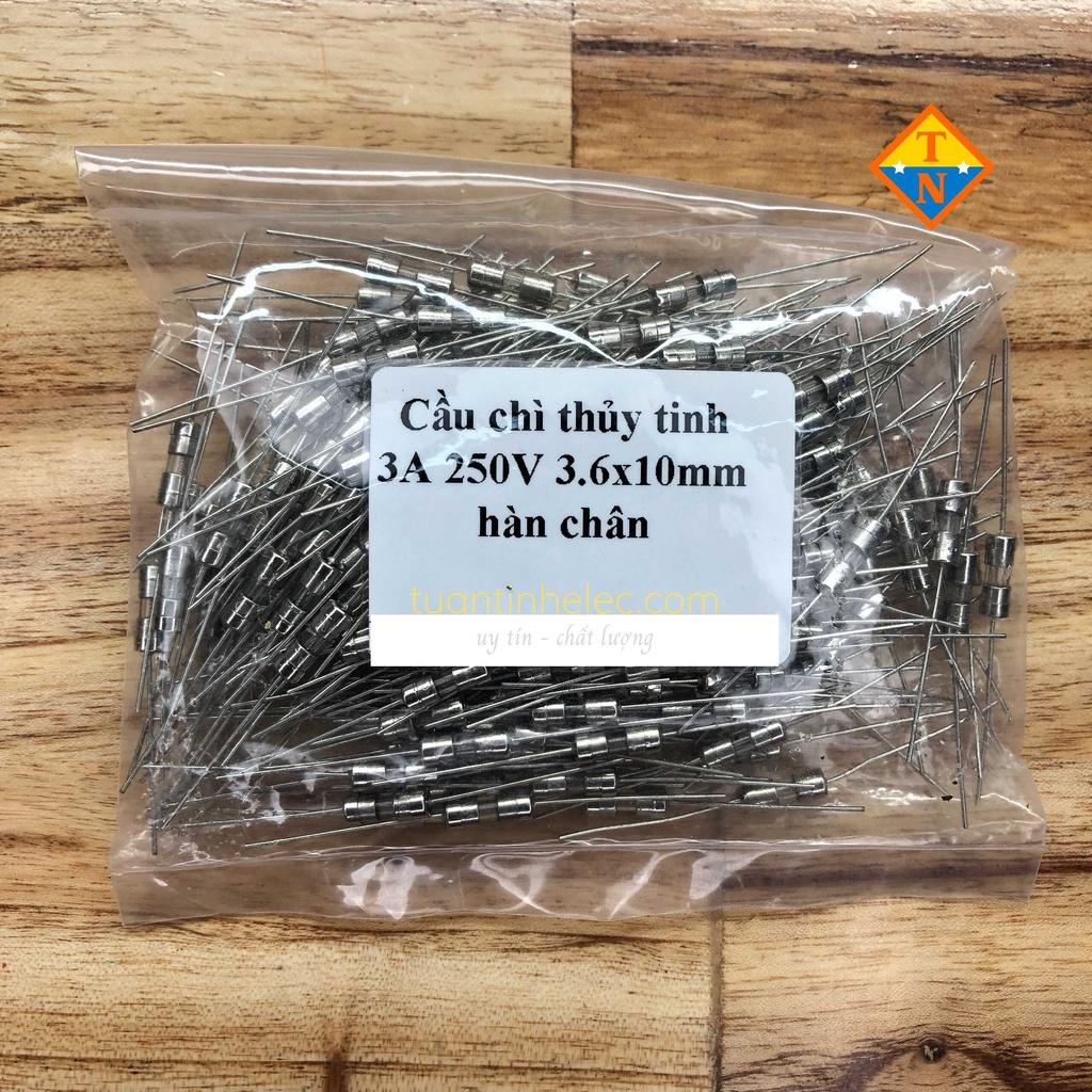 Combo 5 Cầu chì thủy tinh 3A, 5A, 8A, 10A 250V 3.6x10mm hàn chân