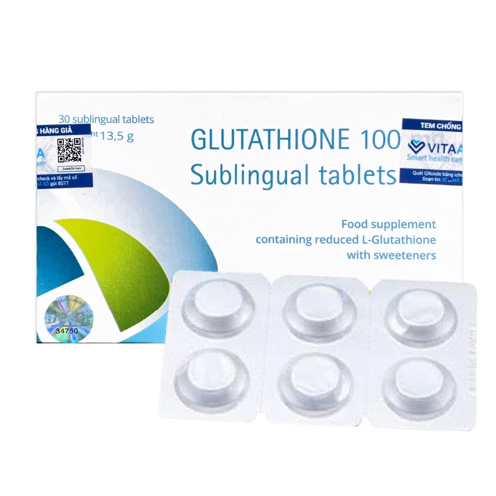 Viên ngậm trắng da Glutathione 100mg Sublingual Tablets