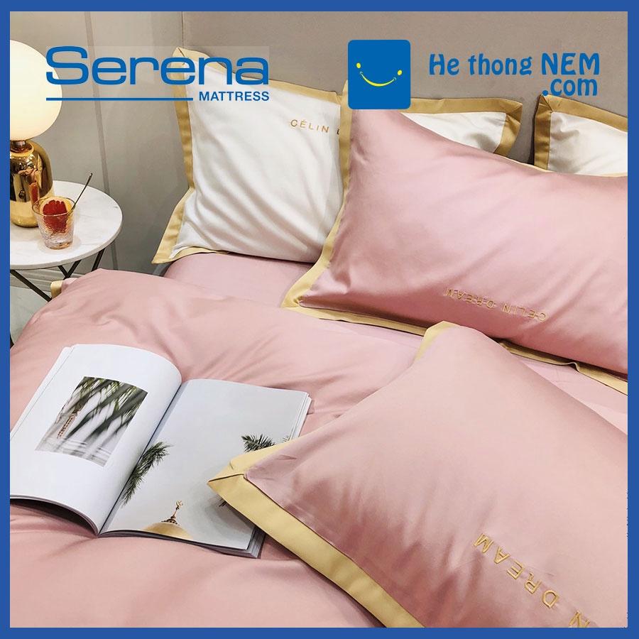 Bộ Ga Giường 5 Món Lụa Pháp SERENA Ga Trải Giường Chăn Ga Gối Đệm Cao Cấp - Hệ Thống Nệm