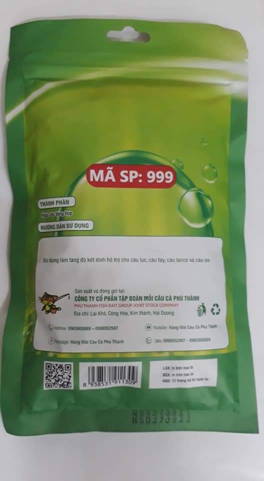 2 gói BỘT TẠO DẺO mã SP 999 _ Hãng Mồi Câu Phú Thành