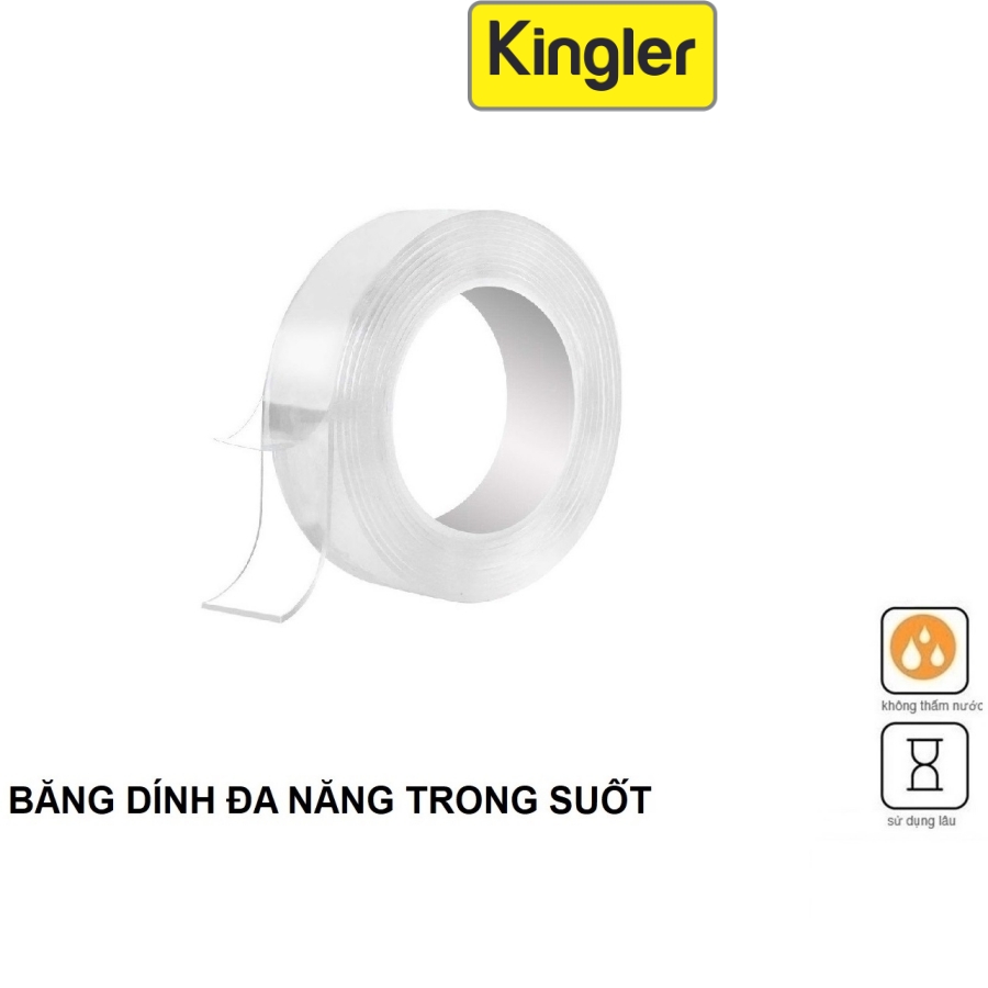 Cuộn Băng Keo Siêu Dính Đa Năng 2 Mặt Trong Suốt, Băng Dính Trong Suốt, Sử Dụng Dính Đồ Vật Trong Nhà. Kingler 6005