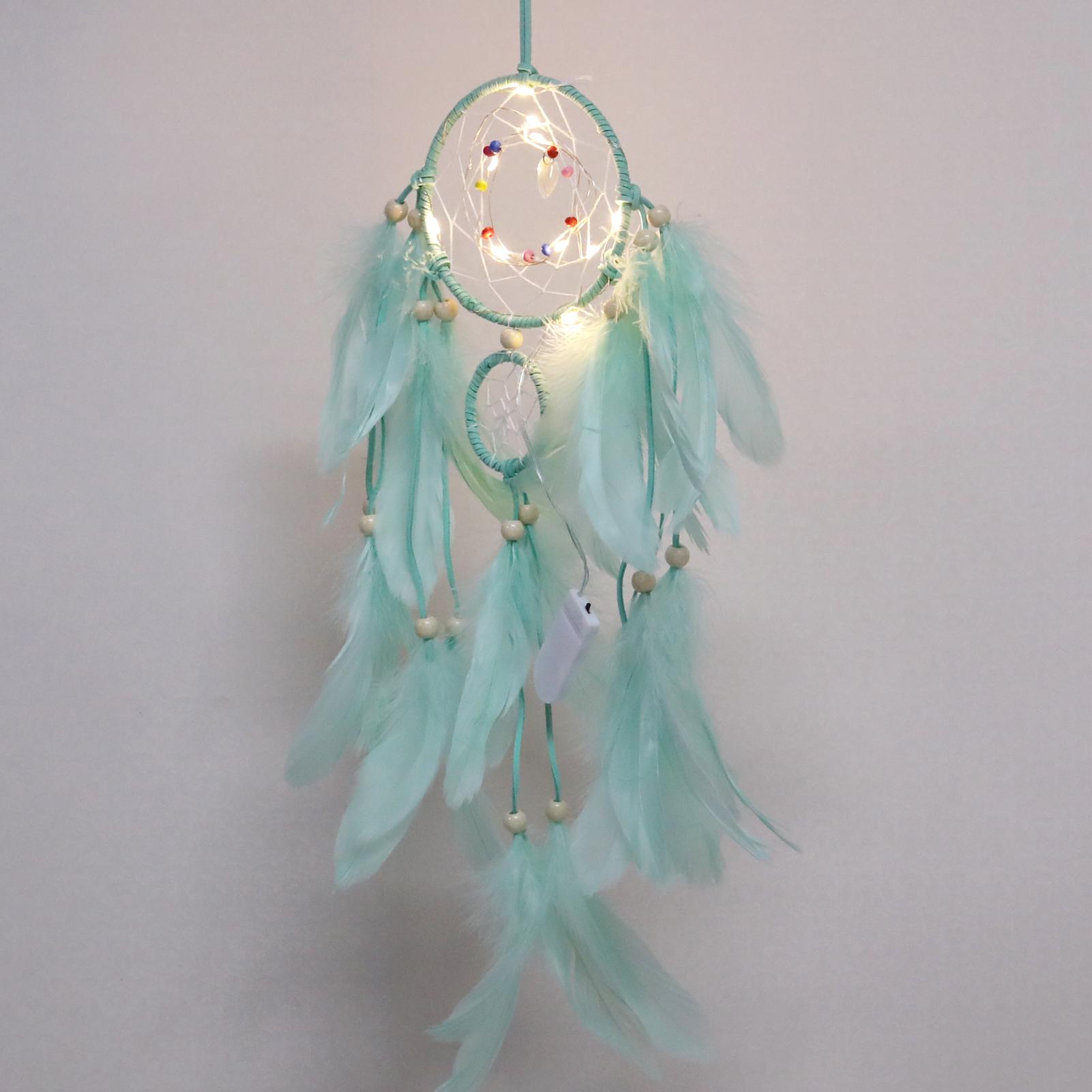 Dream Catcher với đèn LED thủ công treo tường, trang trí nhà cửa