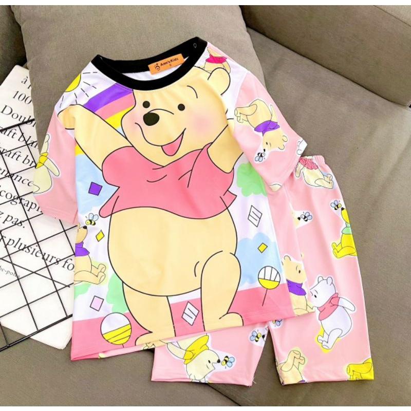 Bộ ngố thun lạnh in 3D siêu đẹp cho bé gái size đại, bộ quần áo bé gái