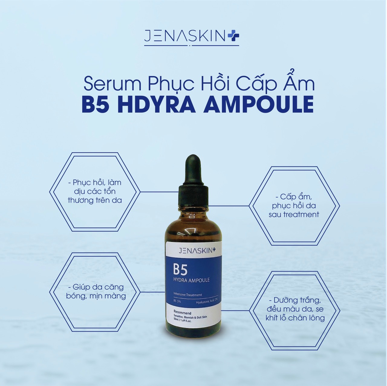 Serum B5 Hydra Ampoule Jenaskin - Tinh Chất Phục Hồi, Căng Bóng, Mờ Thâm Nám, Dưỡng Trắng Da 50ml