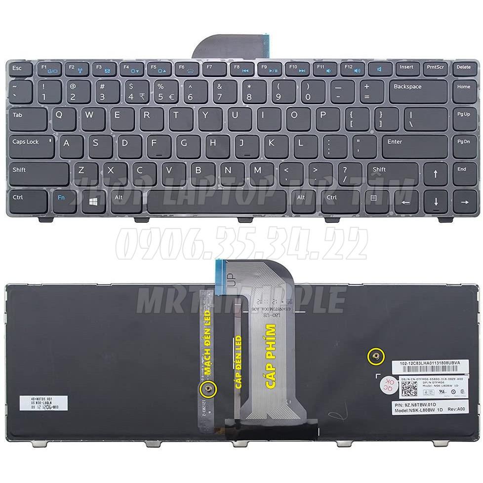 (KEYBOARD) BÀN PHÍM LAPTOP  DÀNH CHO DELL 3421 5421 14R dùng cho Inspiron 14 3421 14R 5421 3437 5437, Vostro 1528 2421 2518 2308