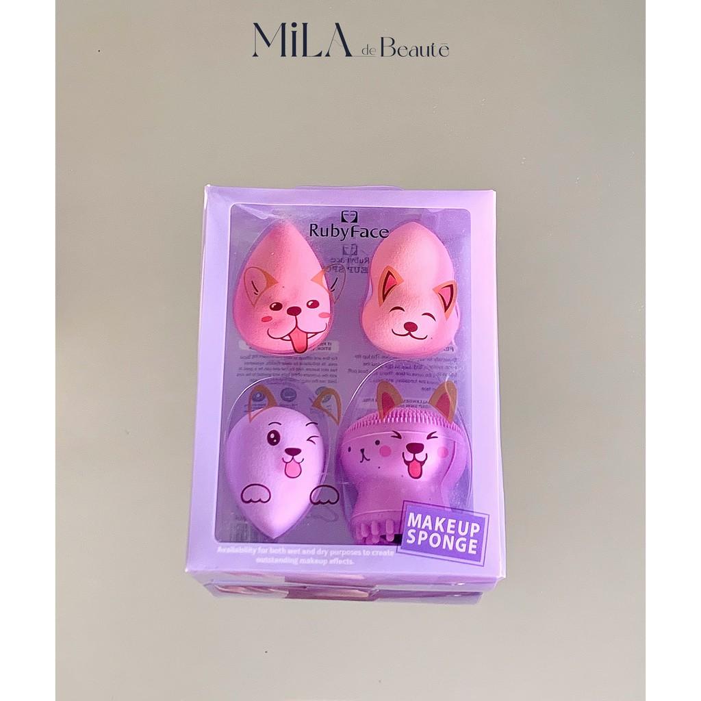 Set mút trang điểm & bạch tuộc rửa mặt