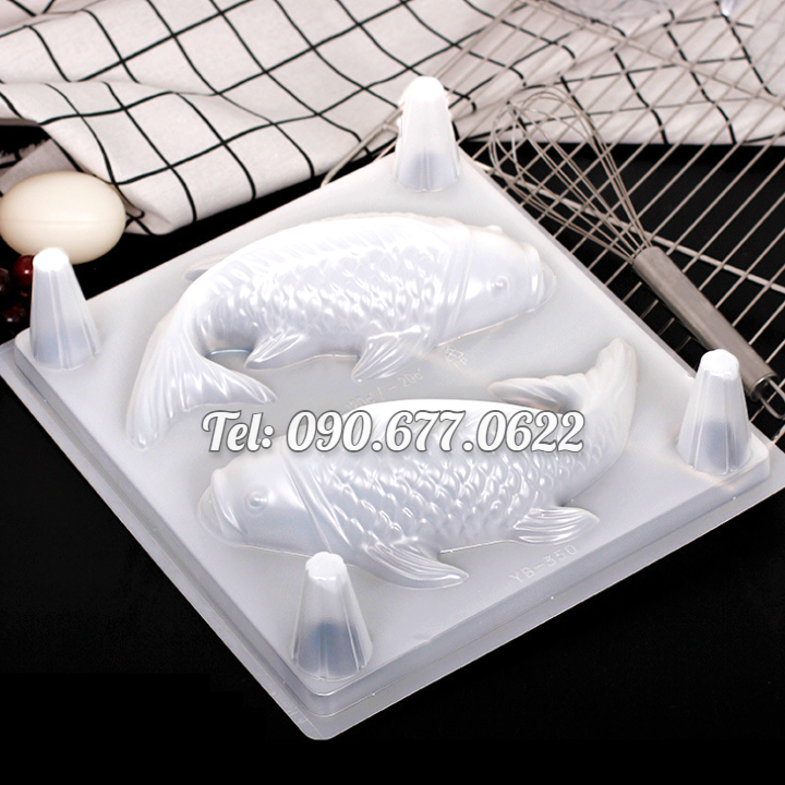 Khuôn làm bánh, rau câu, khuôn ép xôi, giò chả, bánh tổ hình 2 con cá chép Koi Nhật Bản – Loại 29 cm - Mã số 1734