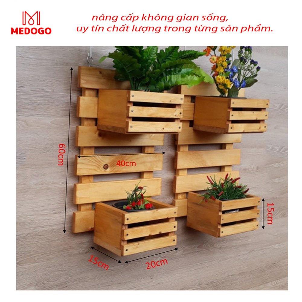 Kệ gỗ ban công có hộp pallet trồng cây cảnh trang trí nội thất sân vườn đẹp