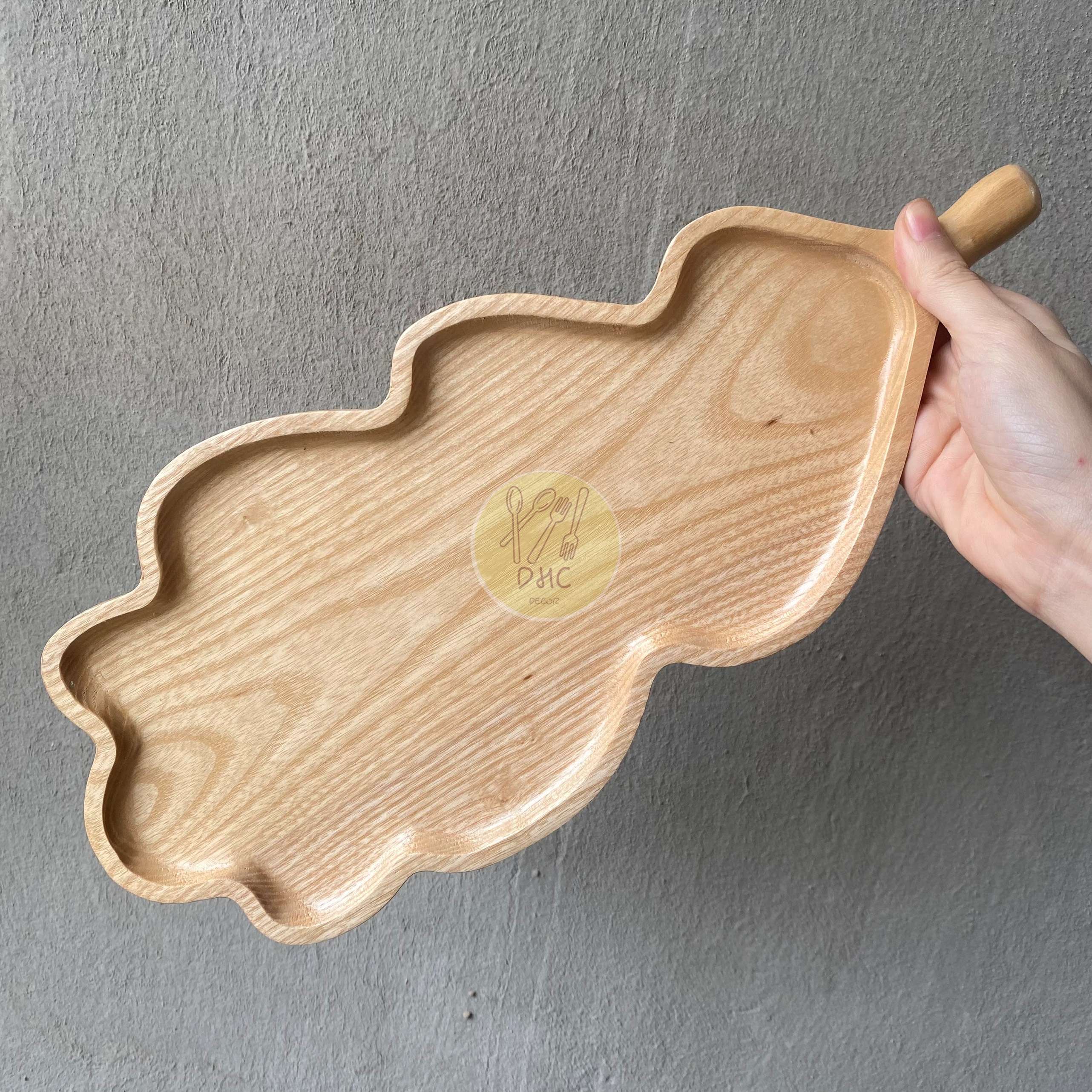 Khay lá trũng gỗ Tần Bì nguyên khối I Khay gỗ đựng đồ ăn ,Decor trưng bày, chụp hình sản phẩm