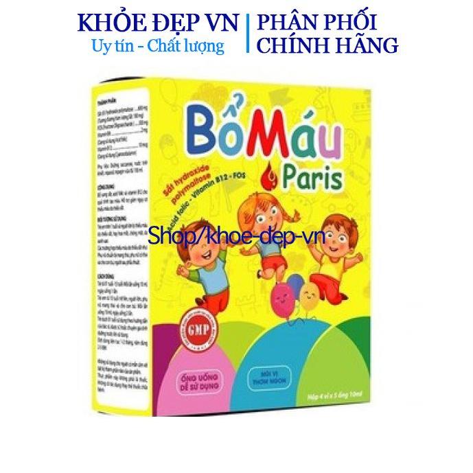 Siro Bổ máu Paris cho mẹ và trẻ từ 1 tuổi - Bổ sung sắt, Acid Folic Vitamin B9, B12 - Hộp 20 ống