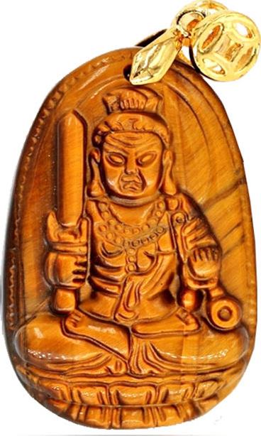 Mặt dây chuyền tuổi Dậu Phật Bản Mệnh Bất Động Minh Vương Đá Mắt Hổ đá tự nhiên