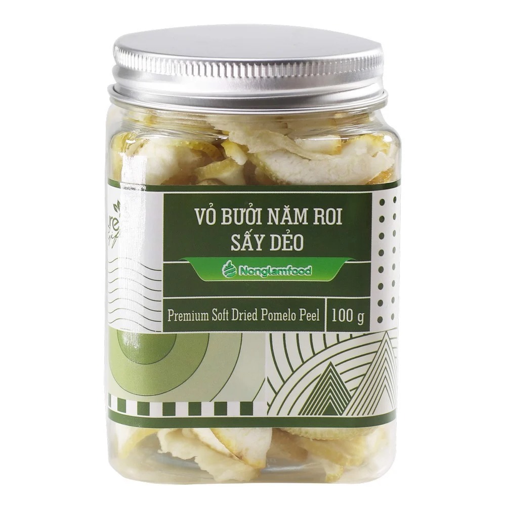 [HẠT MỨT TẾT 2024] Vỏ bưởi năm roi sấy dẻo Nonglamfood hũ 100g - Premium Soft Dried Pomelo Peel