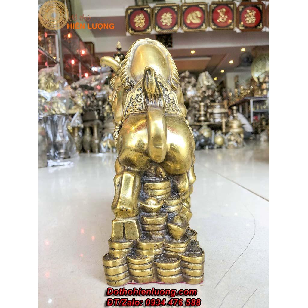 Linh Vật Trâu Đứng Hũ Tiền Và Quan Tiền Bằng Đồng Vàng