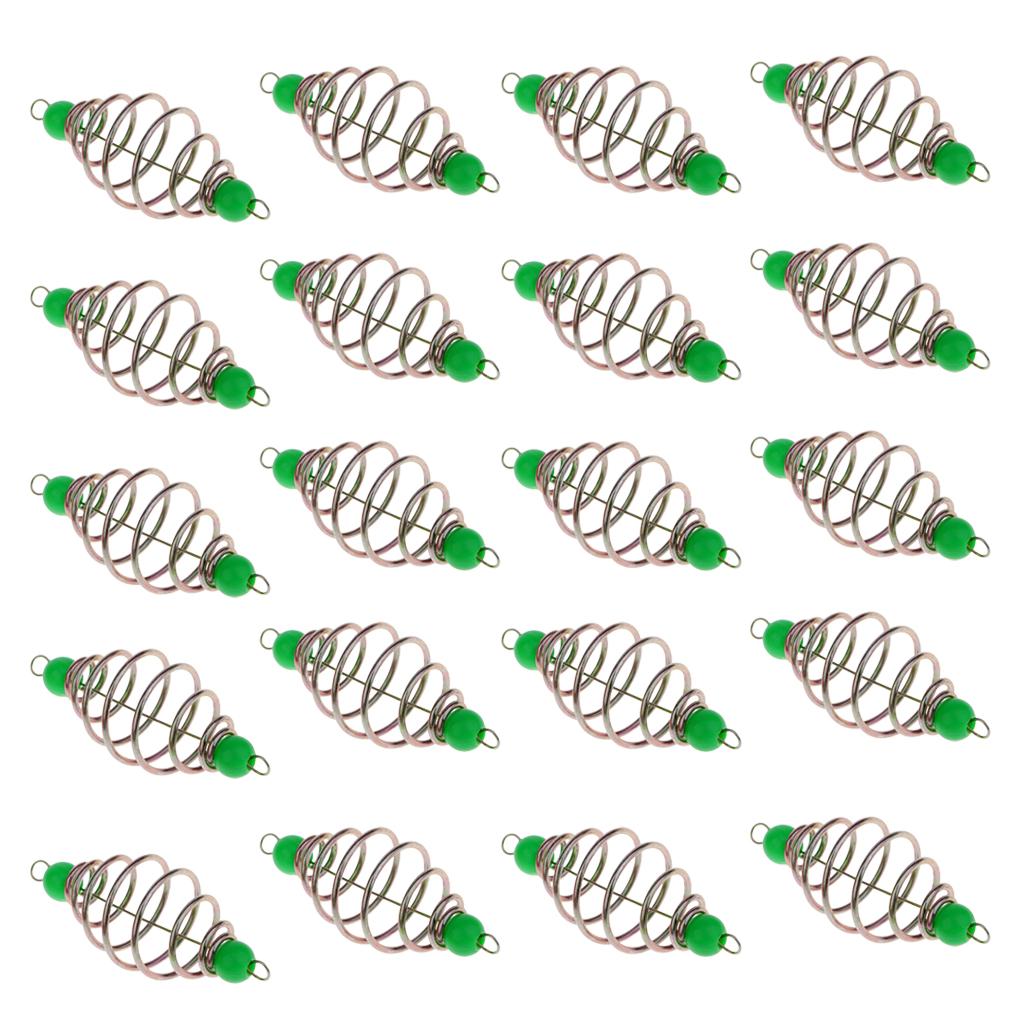 20pcs Spring/Coil Inline Fishing Feeders, Baits Cage Carp Fishing Tackle S