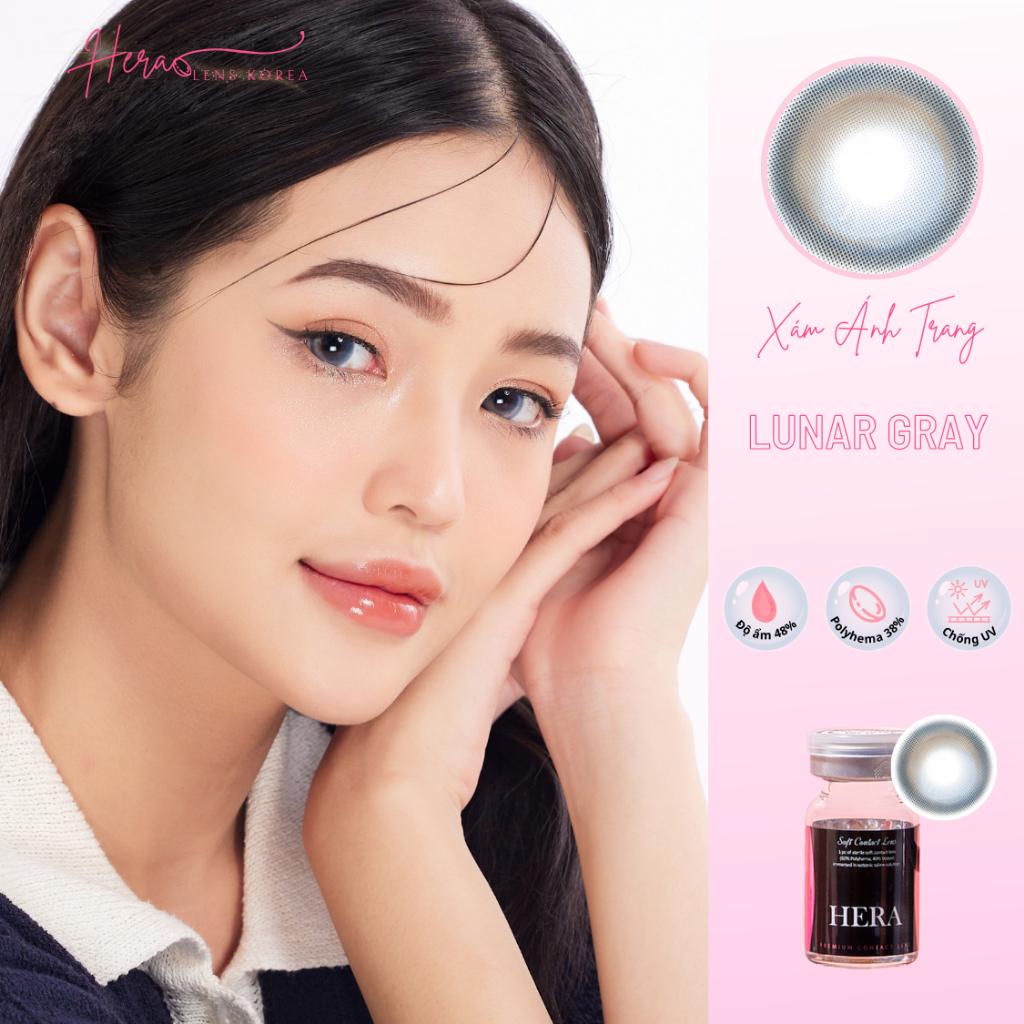 Kính Áp Tròng Hera Xám Ánh Trăng Không Độ LUNAR GRAY Nhập Khẩu Hàn Quốc Lens Không Cận 6 Tháng