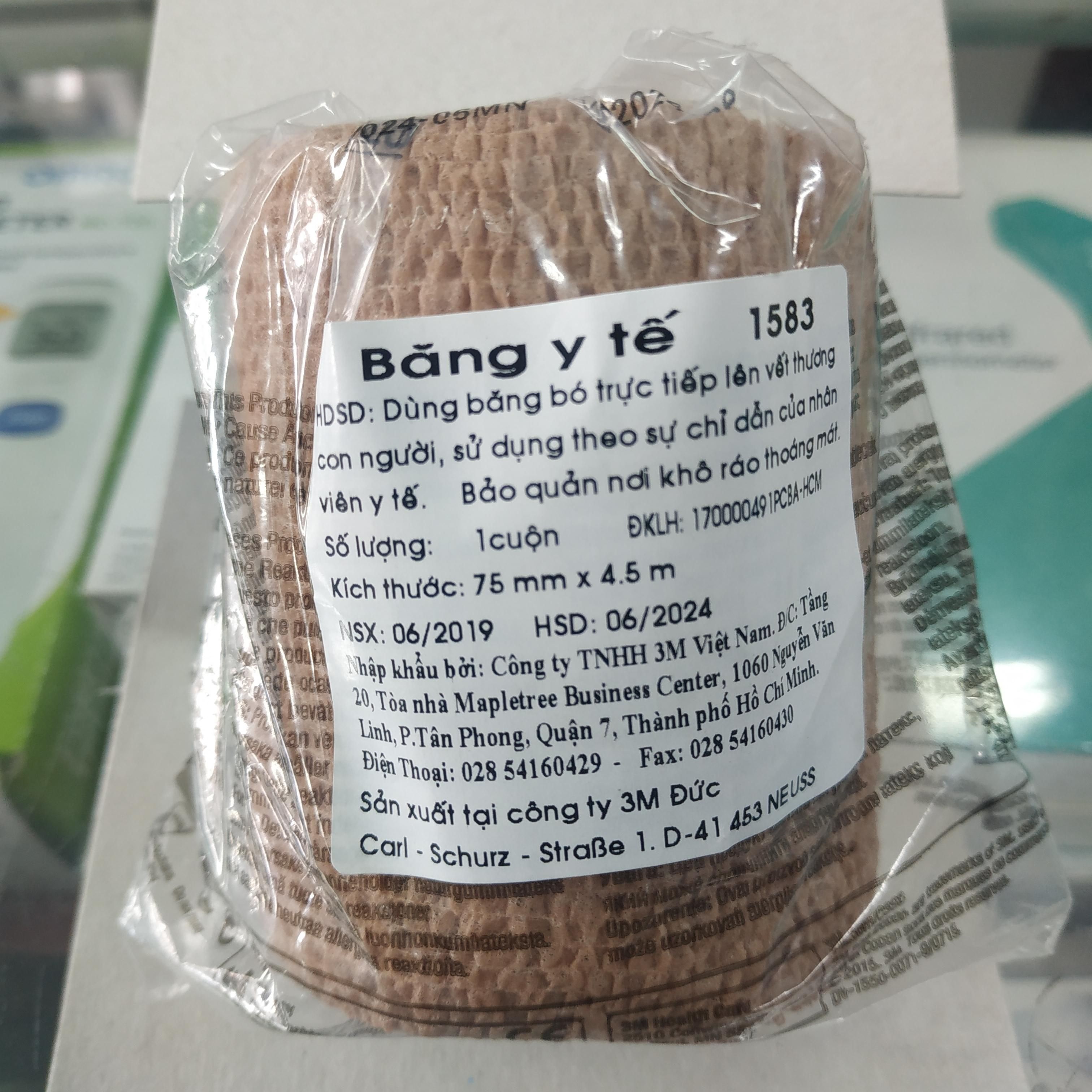 Băng thun y tế tự dính 3M Coban 1583, size 7,5cm*4,5cm - 1 cuộn/túi |  Xuất xứ Mỹ