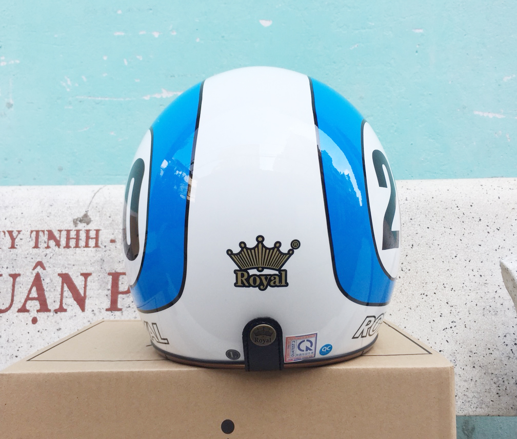 Nón bảo hiểm 3/4 Royal M20C Trắng Bóng tem V2 - (Size