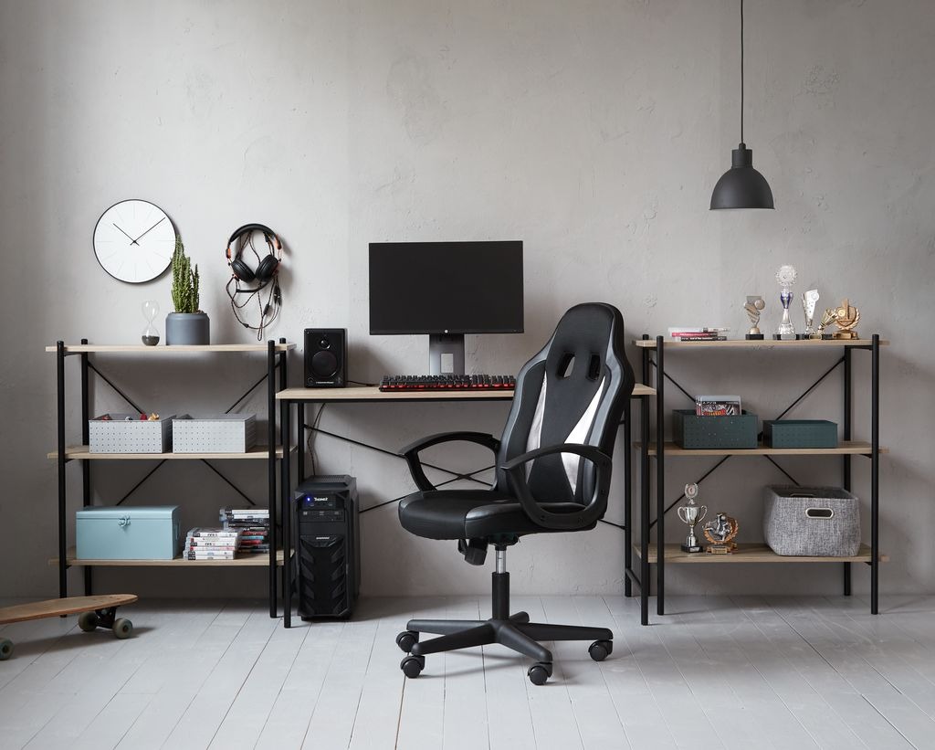 Ghế gaming | JYSK Harlev | kim loại/da PU | đen/xám | R57xS63xC97/107cm