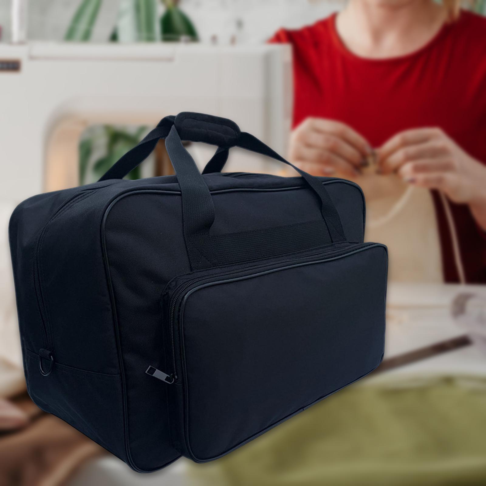 Black Sewing Machine Storage Bag Tote Shoulder Bag Portable Carrying Case Universal Oxford Cloth Travel Compatible with Most Sewing Machines