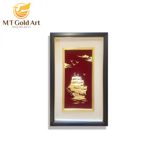 Tranh thuyền Thuận buồm xuôi gió dát vàng (40x65cm) MT Gold Art- Hàng chính hãng, trang trí nhà cửa, phòng làm việc, quà tặng sếp, đối tác, khách hàng, tân gia, khai trương