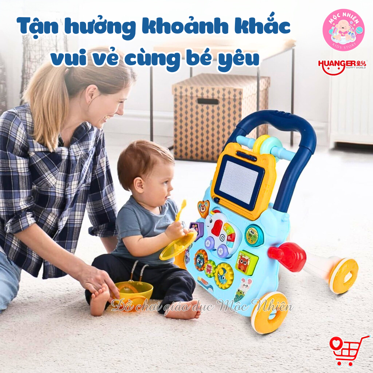 Đồ Chơi Xe Tập Đi 2 in 1 Cho Bé - Có Nhạc, Kèm Đàn Mini Hình Con Voi - Huanger HE0810