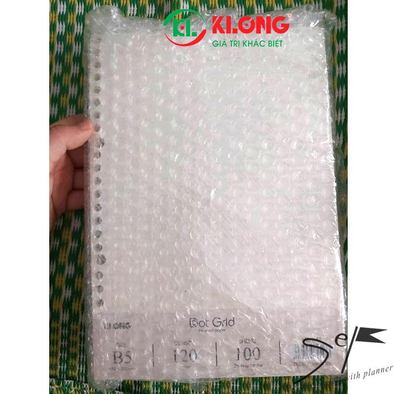 Ruột sổ còng giấy refill Dot Grid B5 100 tờ; MS: 547, chính hãng Klong còng 28 lỗ binder 120GSM