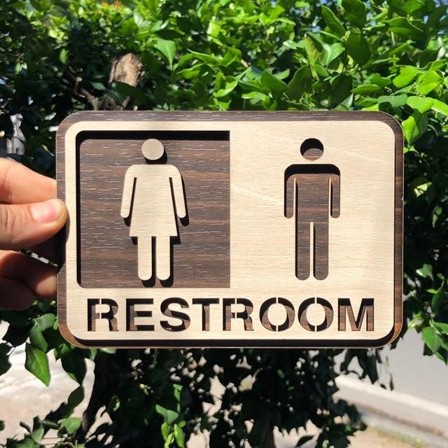 Bảng Gỗ Ghi Chú Restroom 16 X 11cm