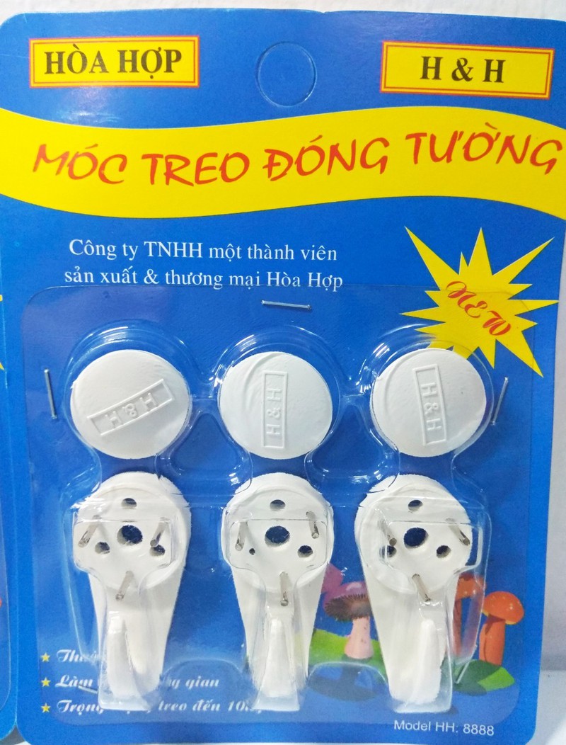 10 vỉ móc treo tường đa dụng 3 đinh chịu lực 10kg  HH (1 vỉ = 3 móc)