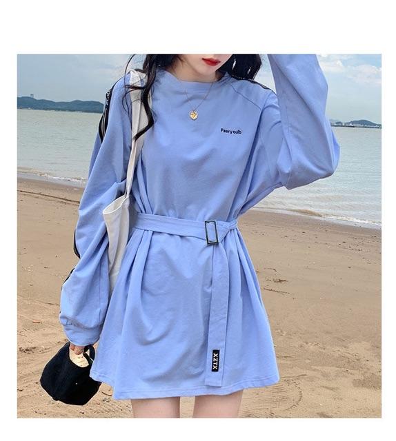 Đầm thun viền chữ cá tính FEARY ulzzang kèm belt mẫu thu đông 2020