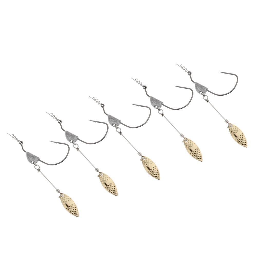 5pcs Weighted Fishing Hooks with Spoon Spring for Swimbaits 6.2g