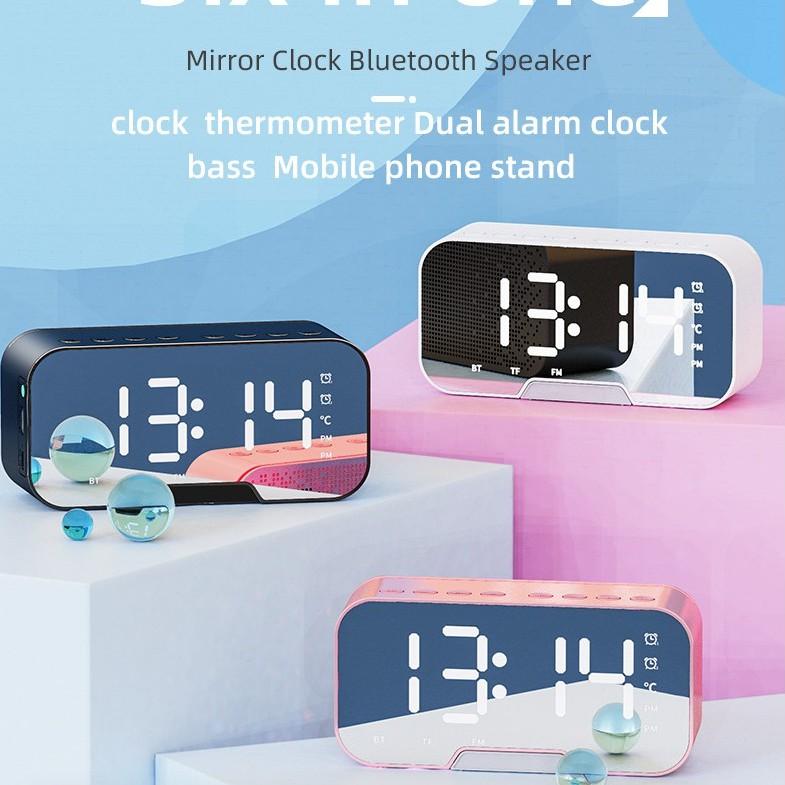 Loa bluetooth kết hợp đồng hồ báo thức thông minh dạng gương Cực nét Âm thanh cực sống động