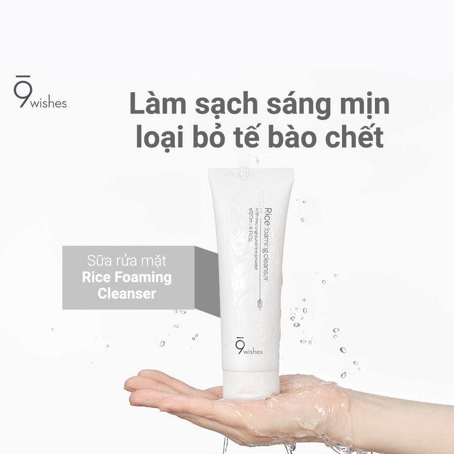 Sữa rửa mặt gạo 9 Wishes Rice Foaming Cleanser Hàn Quốc 120ml