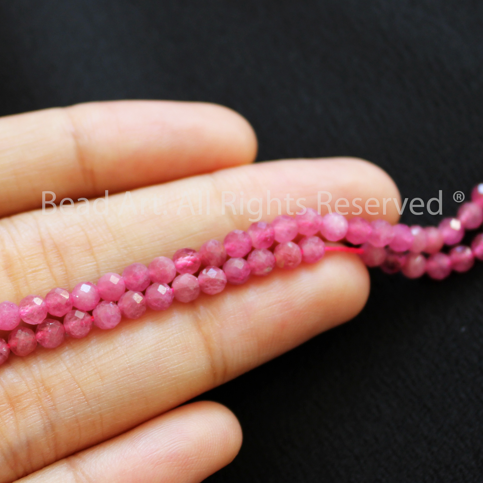 3MM Đá Tourmaline Hồng Giác Cắt Thiên Nhiên Size Mini, Mệnh Hoả, Thổ, Phối Vòng Tay Phong Thuỷ, Trang Sức, Chuỗi Hạt - Bead Art