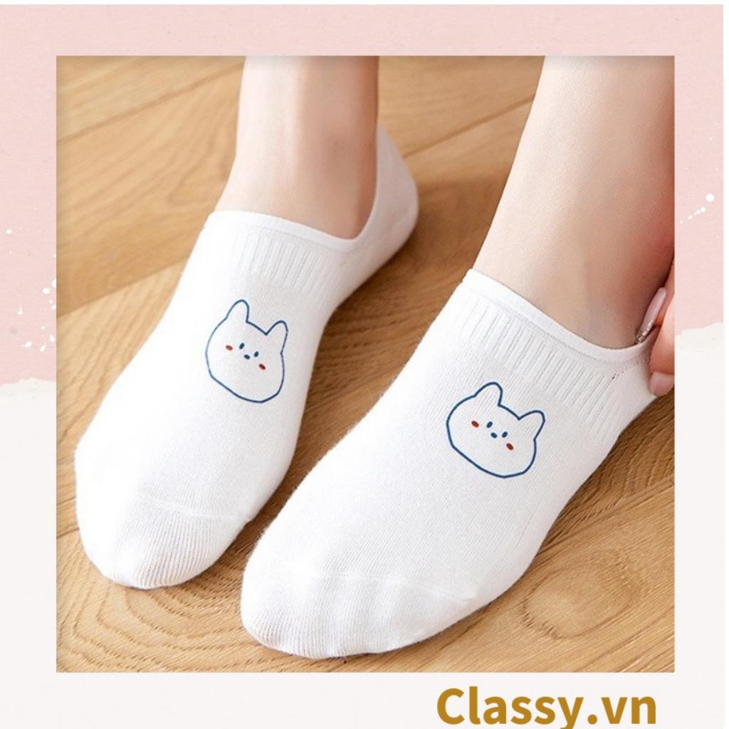 Tất nữ Classy vớ nữ cotton màu trắng mix họa tiết cute Hàn Quốc G1388