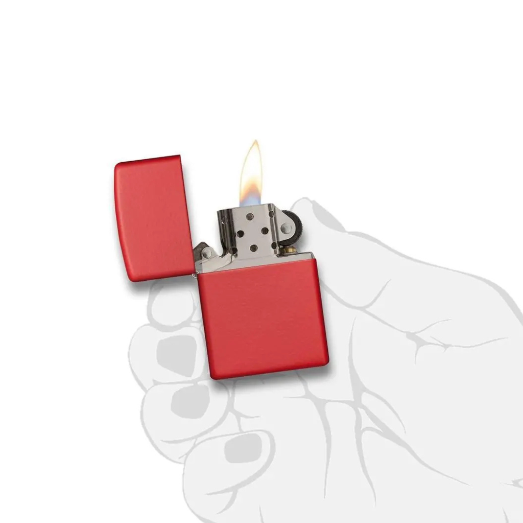 Bật lửa Zippo 233 Classic Matte Red - Dòng Sơn Tĩnh Điện Đỏ Nhám Chính Hãng Mỹ, Chống Trầy Xước, Chống Gió Cao Cấp