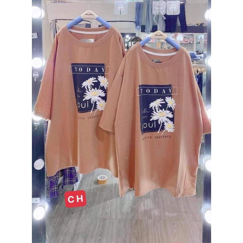 Áo phông tay lỡ chất cotton hoa cúc soul