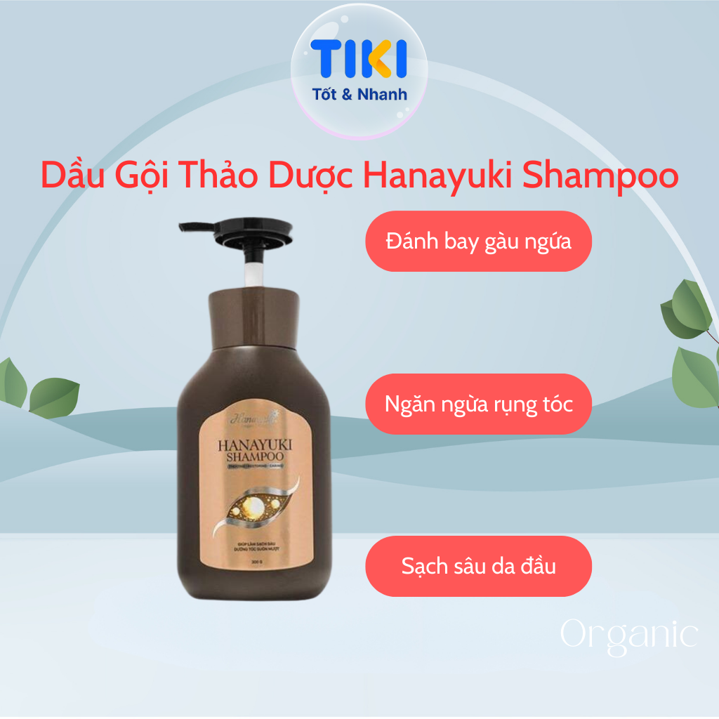 Dầu Gội Thảo Dược Hanayuki Chính Hãng Sạch Gàu Ngăn Ngừa Rụng Tóc Kích Thích Mọc Tóc 300g