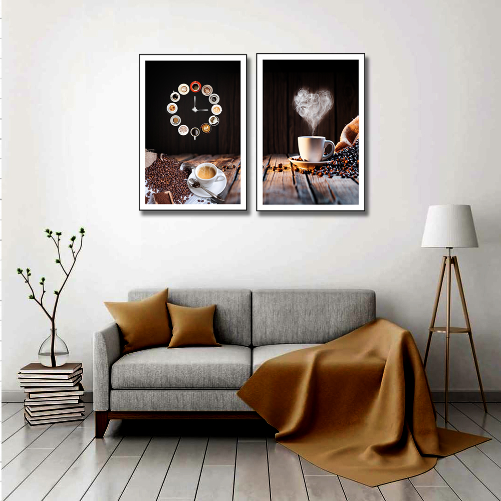 Tranh treo tường – Hương cafe CB158 - Vải canvas kim tuyến cán PiMa - công nghệ in UV hiện đại - Khung viền composite - độ bền màu trên 10 năm.